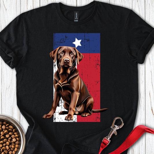Chocolate Labrador Texas Flag Black