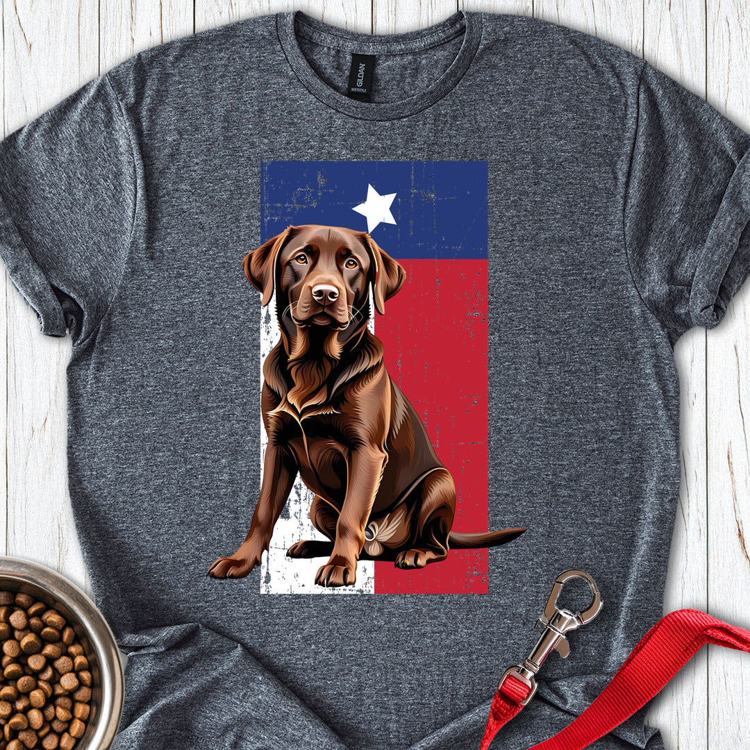 Chocolate Labrador Texas Flag Dark Heather