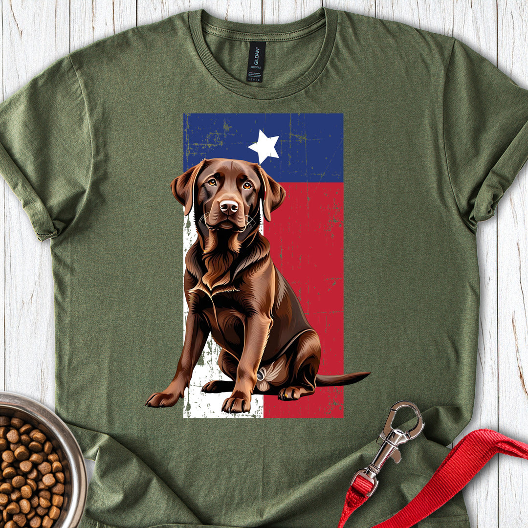 Chocolate Labrador Texas Flag Military Green