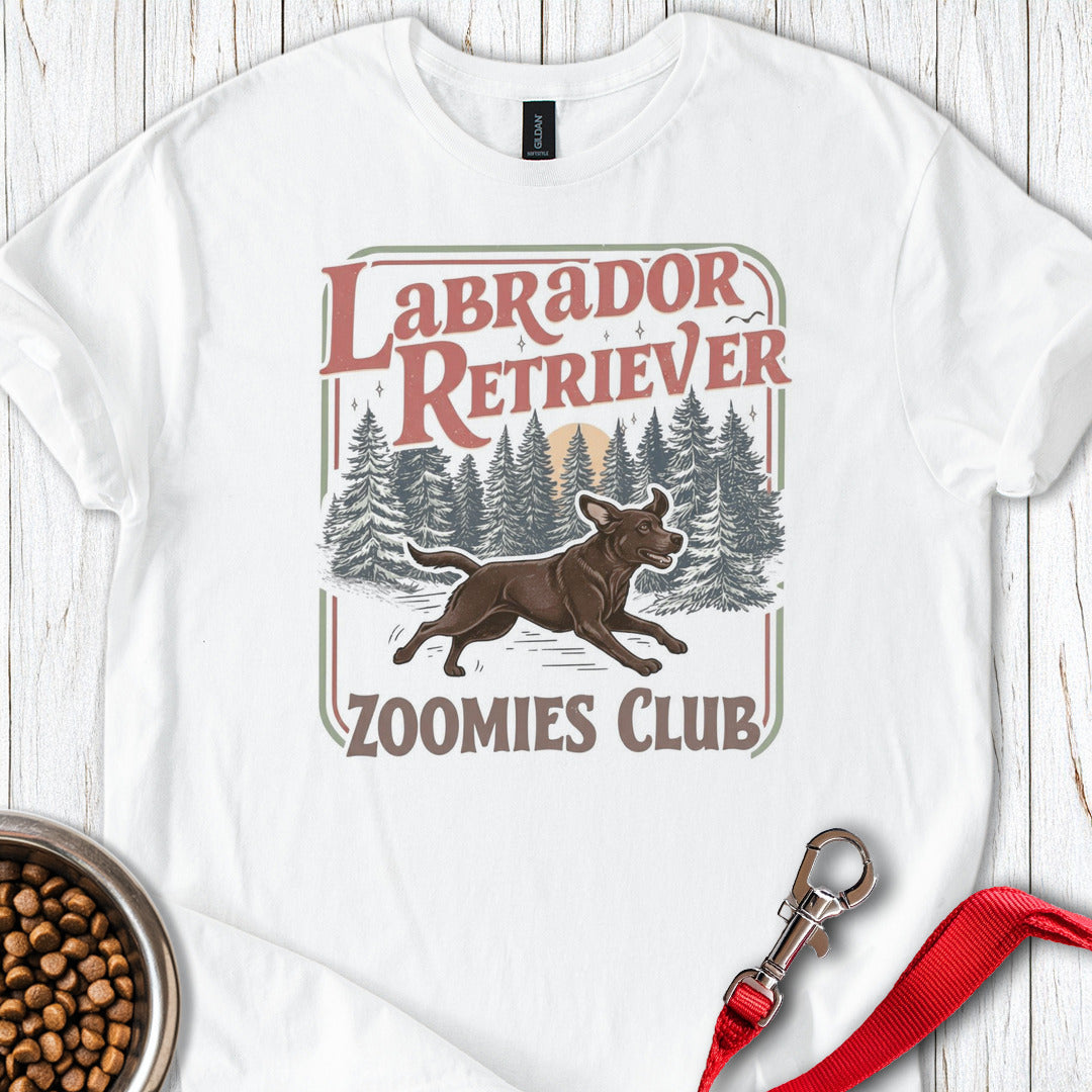 Chocolate Labrador Zoomies White