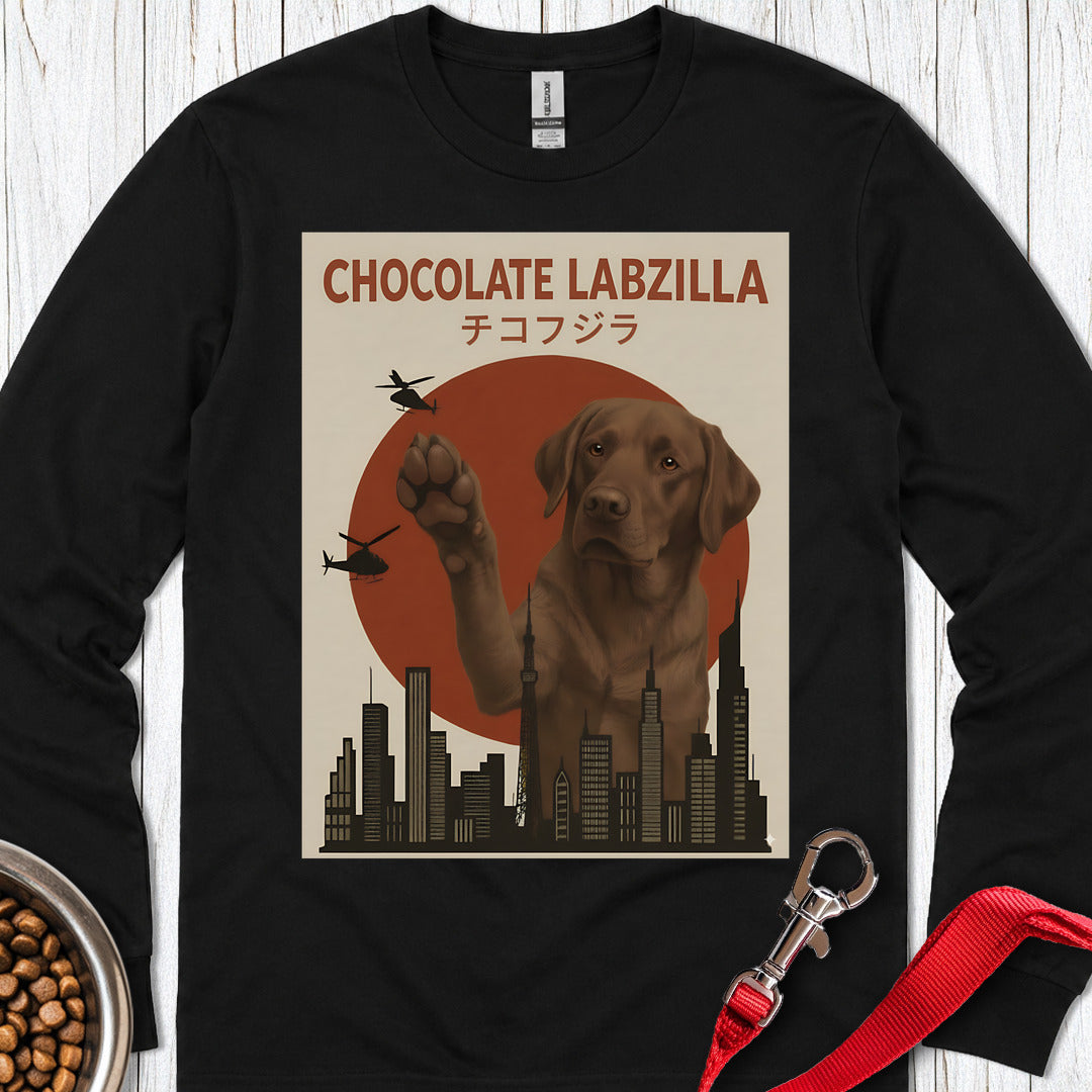 Chocolate Labzilla Labrador Long Sleeve — Black