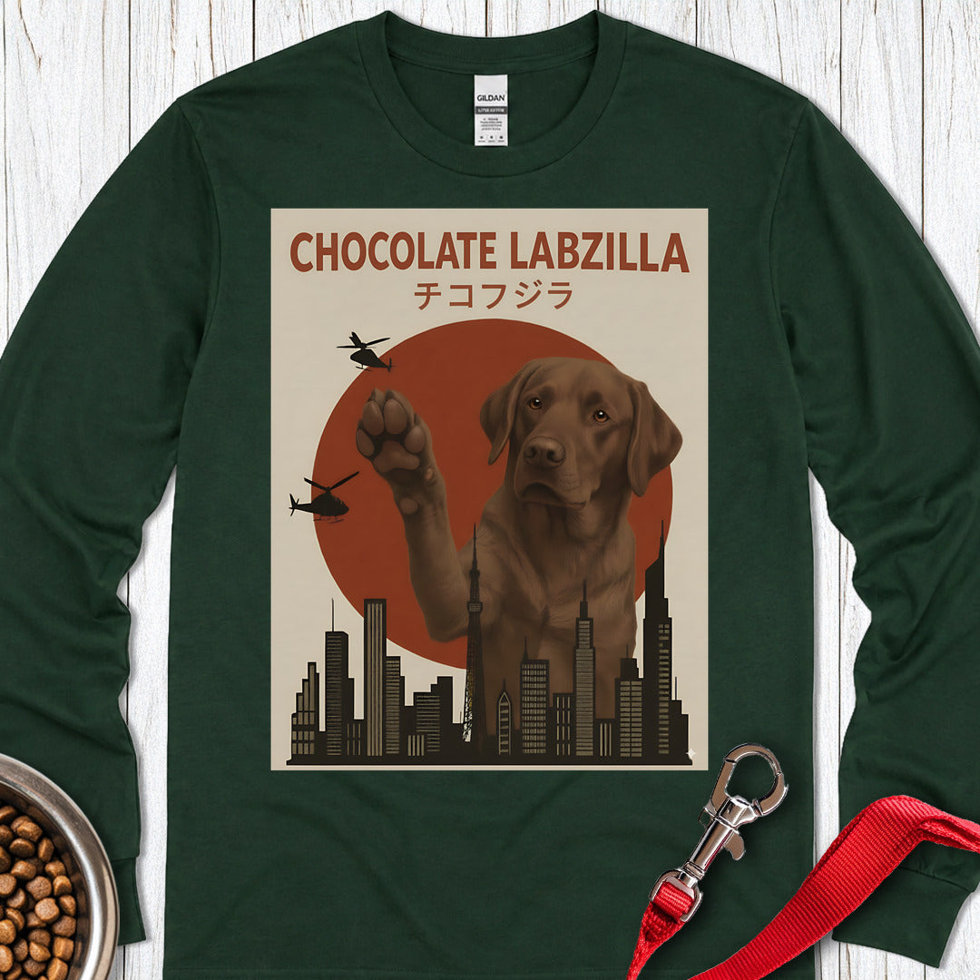 Chocolate Labzilla Labrador Long Sleeve — Forest Green