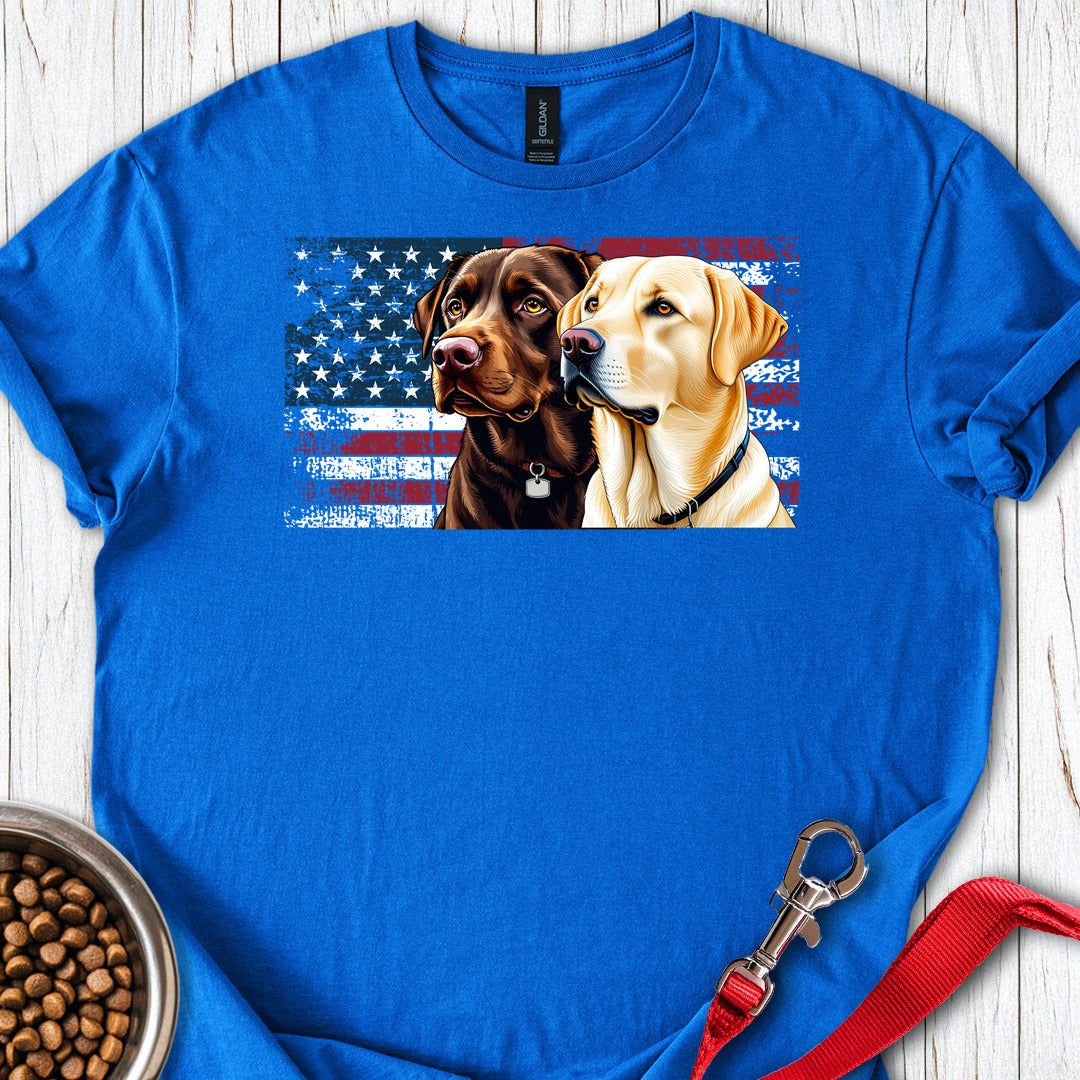 Chocolate & Yellow Lab USA Flag Royal