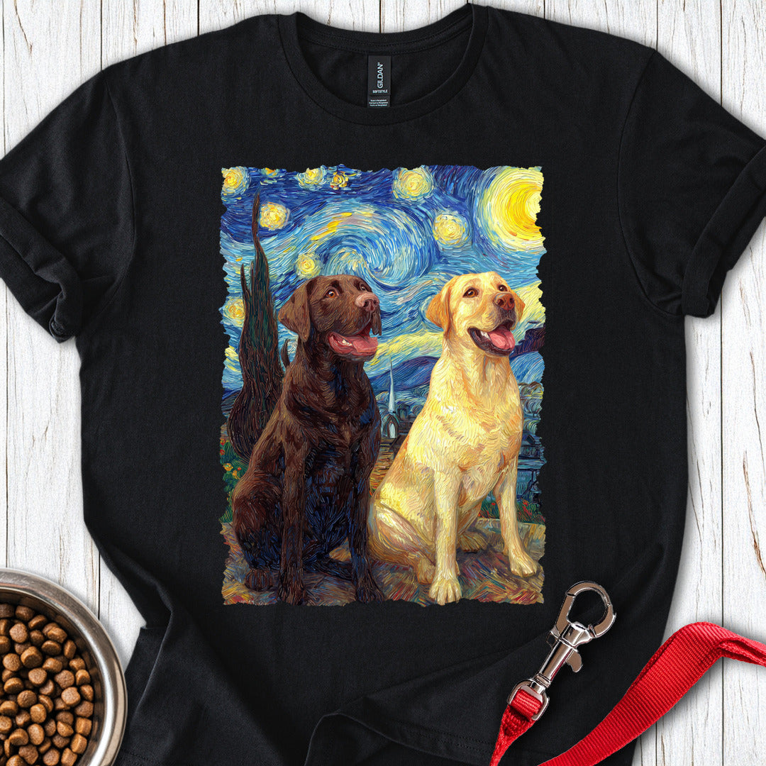 Chocolate & Yellow Labrador Starry Night Black