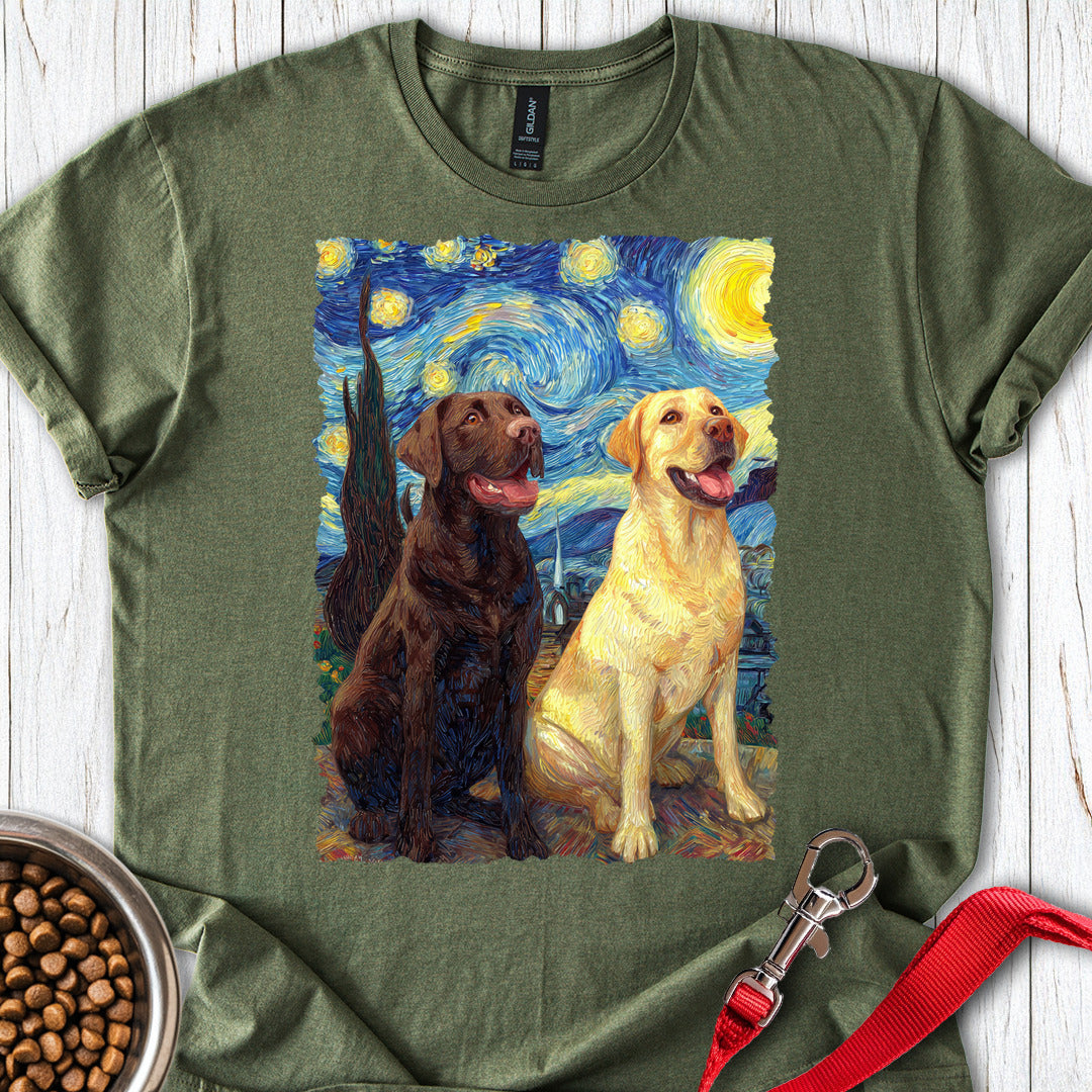 Chocolate & Yellow Labrador Starry Night Military Green