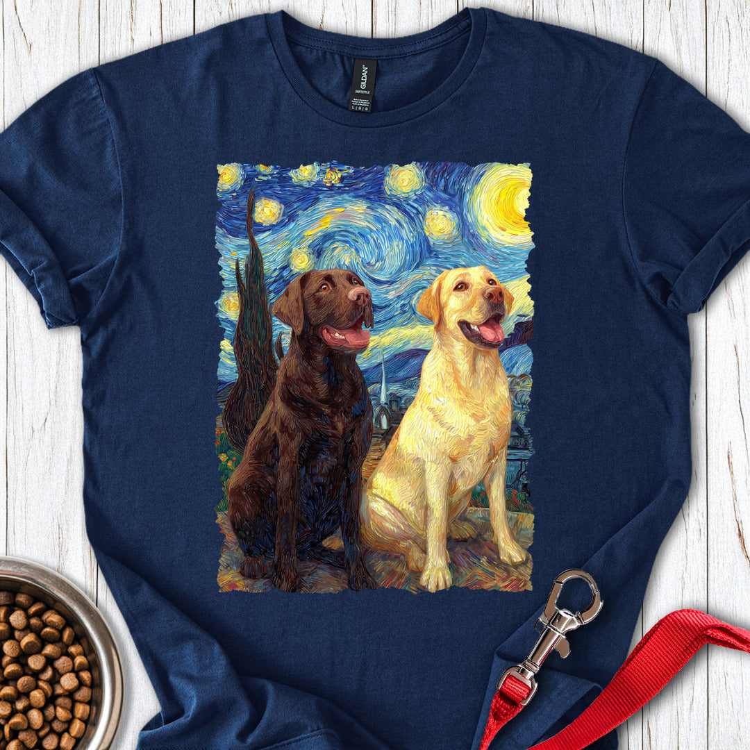 Chocolate & Yellow Labrador Starry Night Navy