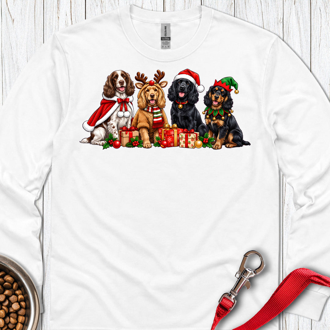 Cocker Spaniel Christmas Group Long Sleeve — White