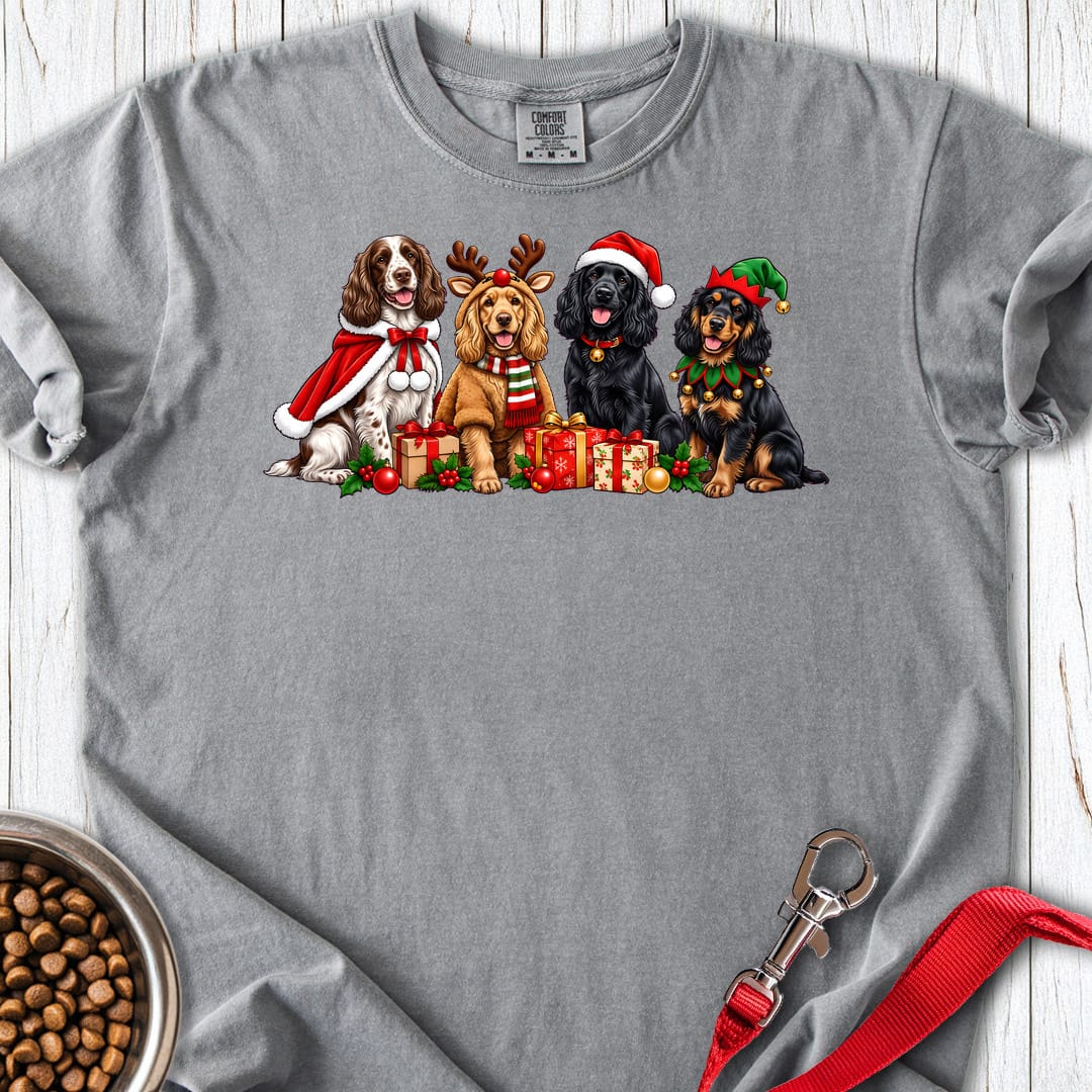 Cocker Spaniel Christmas Group Premium Tee — Grey