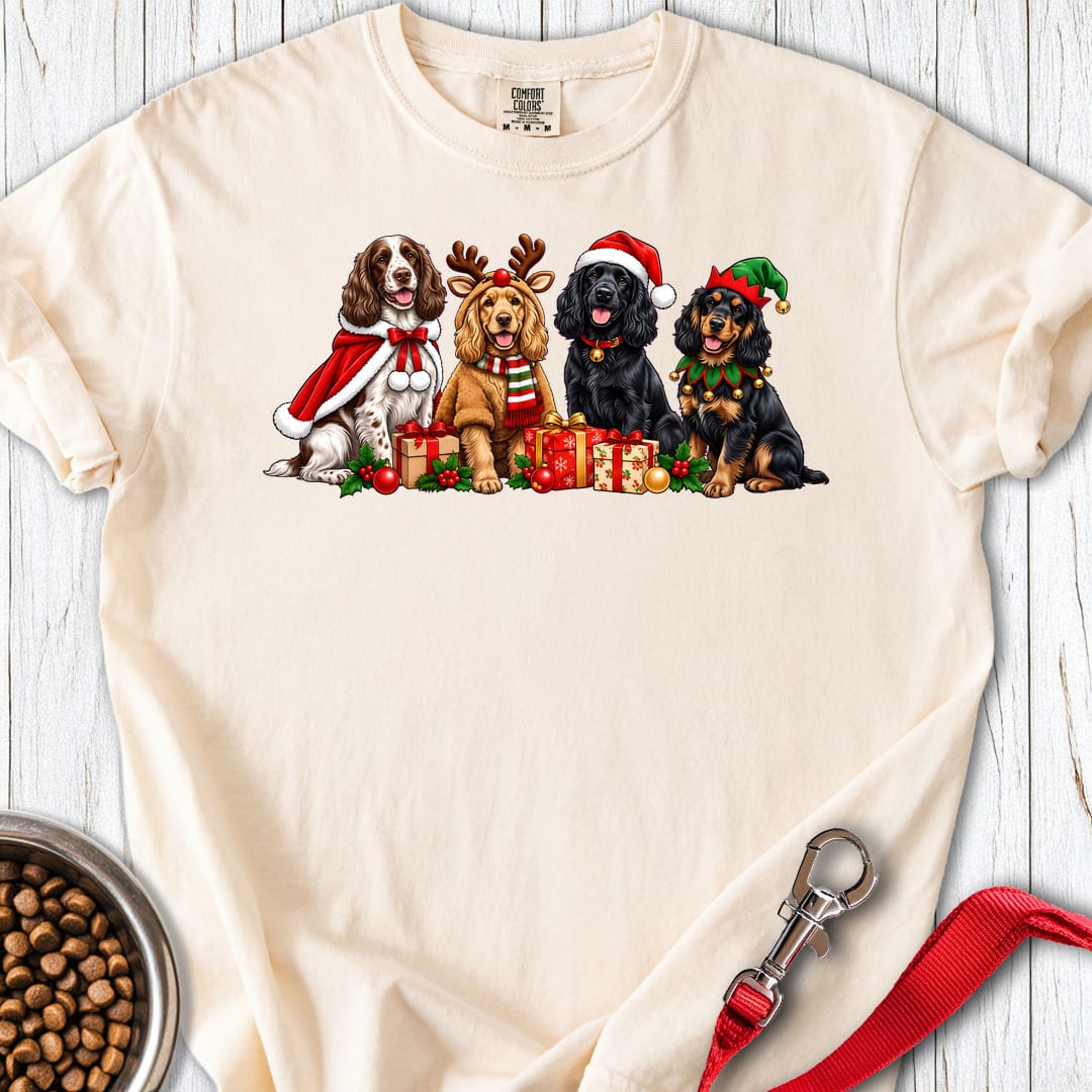 Cocker Spaniel Christmas Group Premium Tee — Ivory