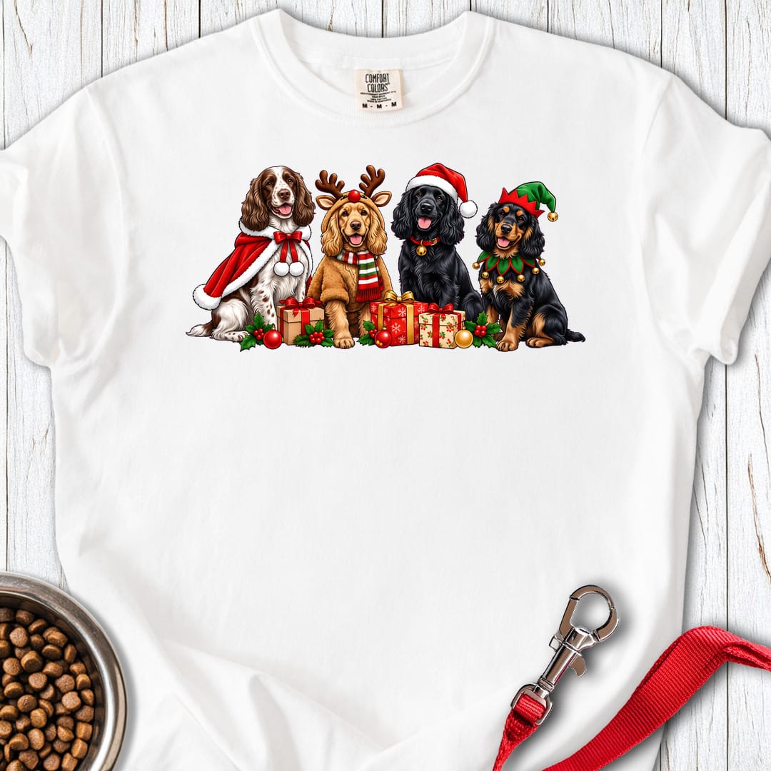 Cocker Spaniel Christmas Group Premium Tee — White