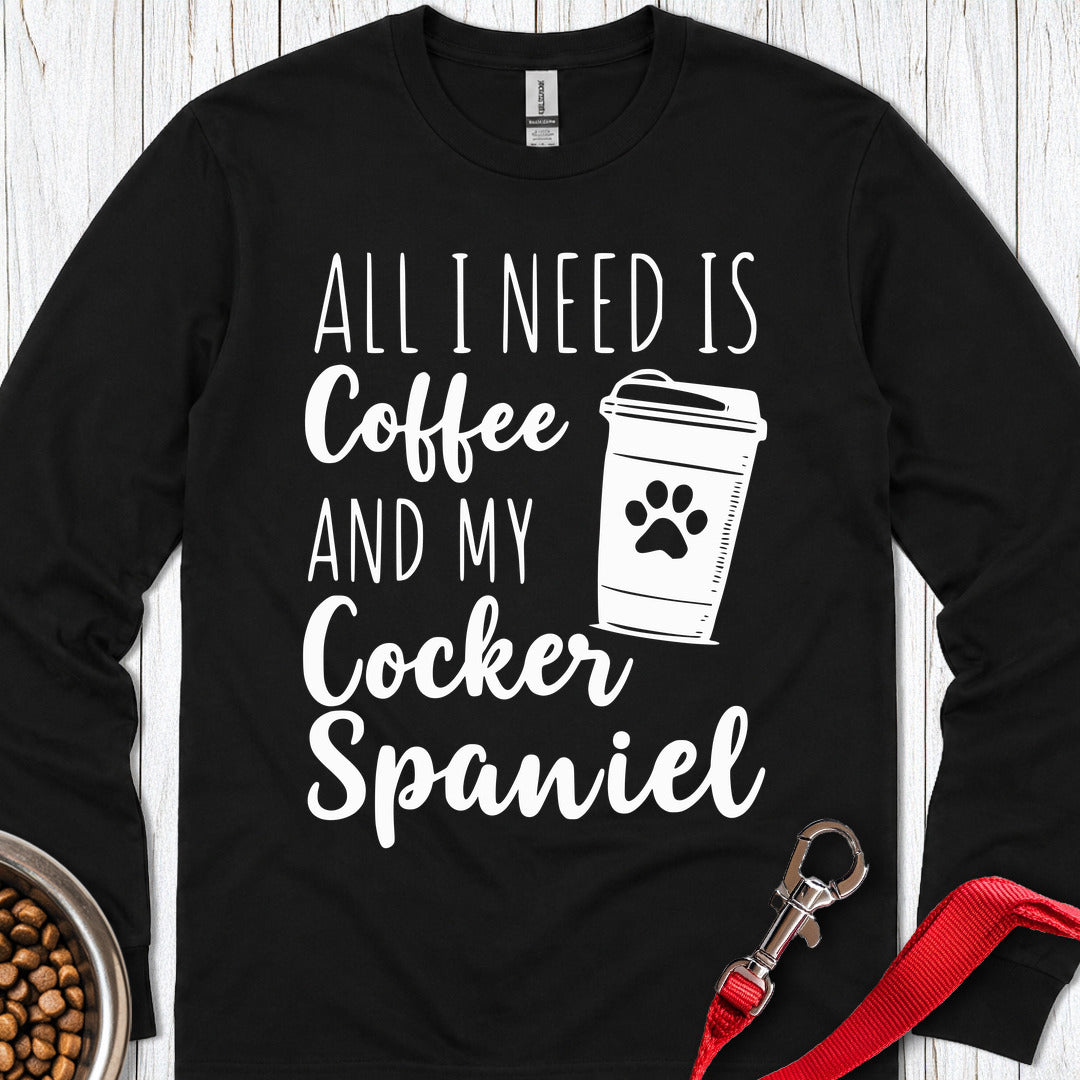 Cocker Spaniel & Coffee Long Sleeve — Black