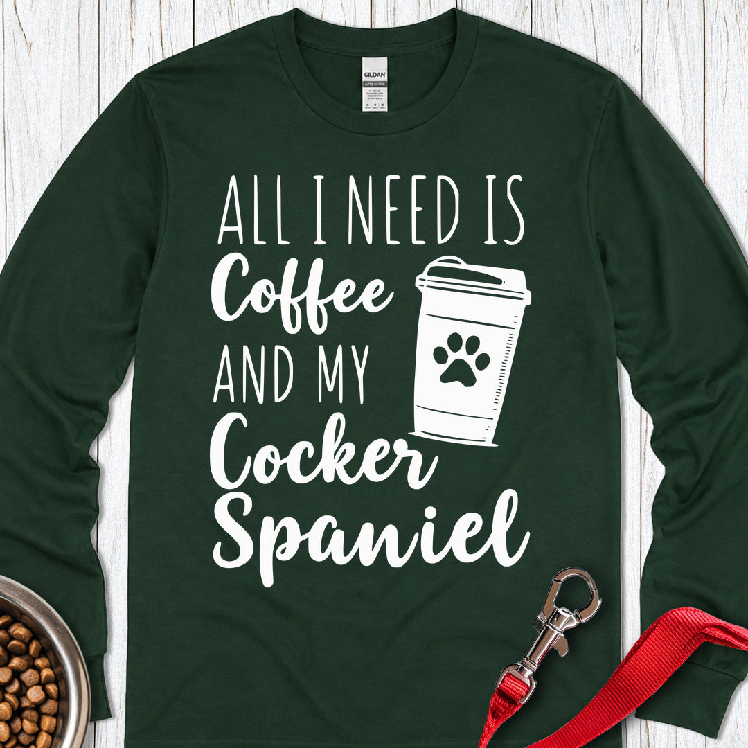 Cocker Spaniel & Coffee Long Sleeve — Forest Green