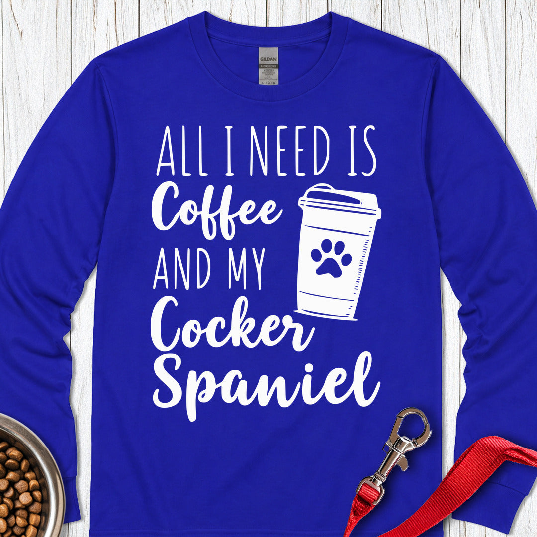 Cocker Spaniel & Coffee Long Sleeve — Royal
