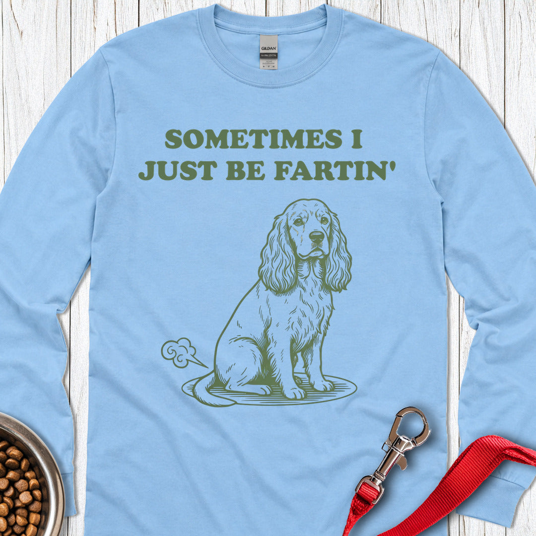 Cocker Spaniel Farts Long Sleeve — Carolina Blue