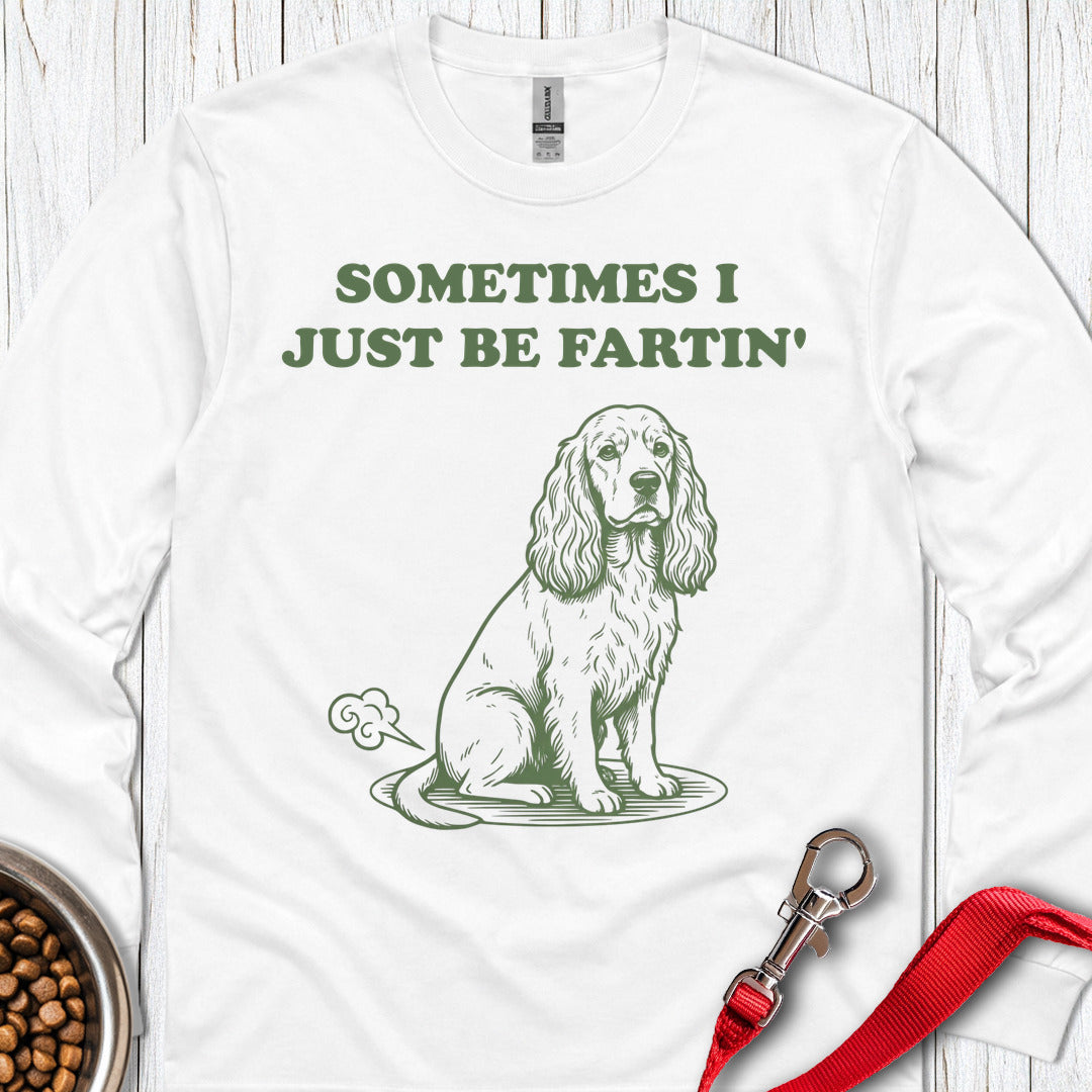 Cocker Spaniel Farts Long Sleeve — White