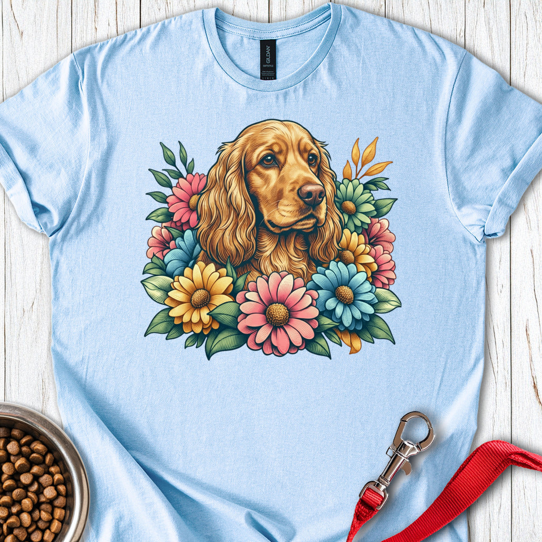 Cocker Spaniel Floral Light Blue