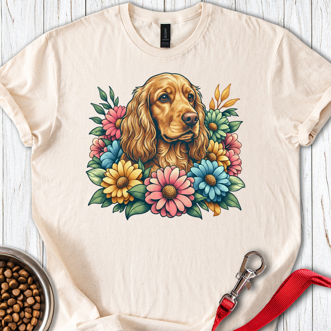 Cocker Spaniel Floral Natural