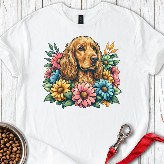 Cocker Spaniel Floral White