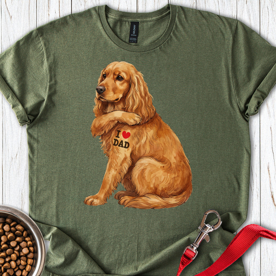 Cocker Spaniel I Love Dad Military Green