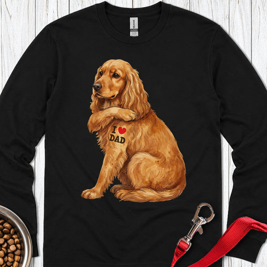 Cocker Spaniel I Love Dad Long Sleeve — Black