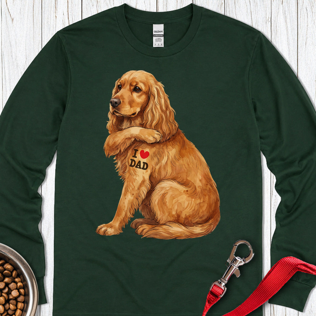 Cocker Spaniel I Love Dad Long Sleeve — Forest Green