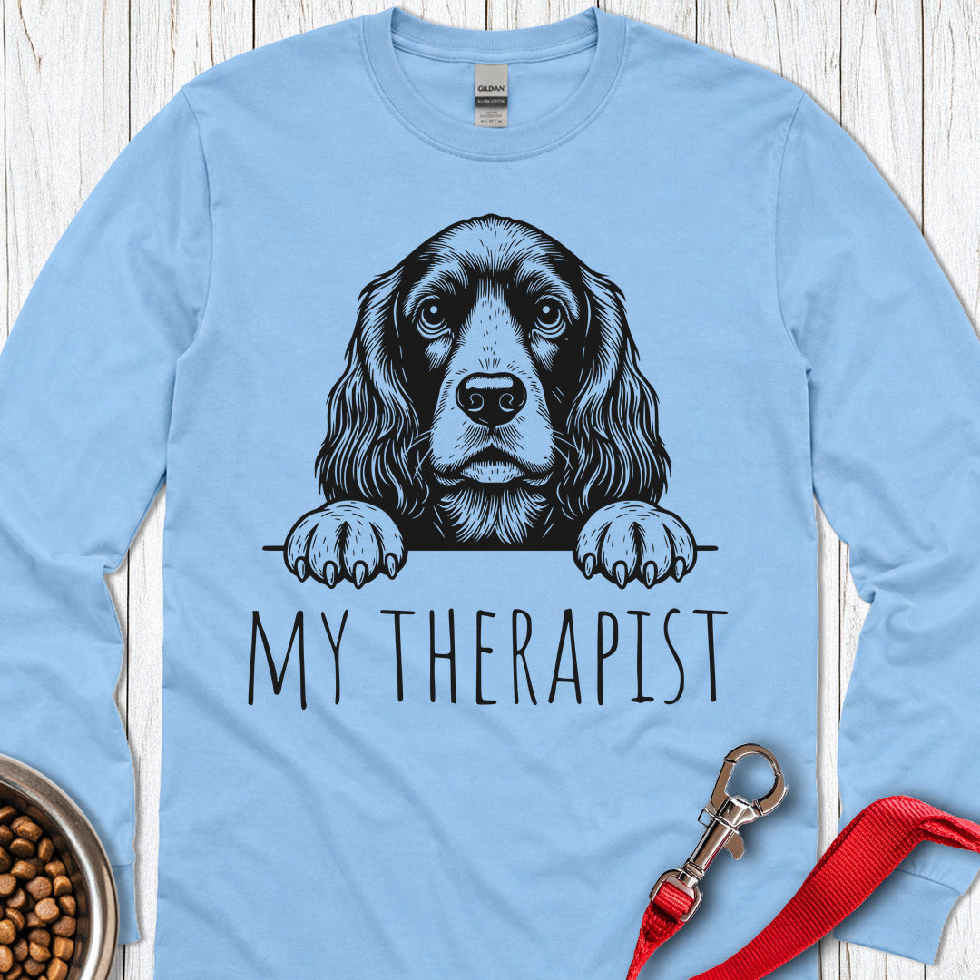 Cocker Spaniel  My Therapist Long Sleeve — Carolina Blue