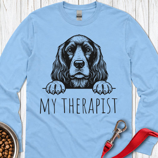 Cocker Spaniel  My Therapist Long Sleeve — Carolina Blue