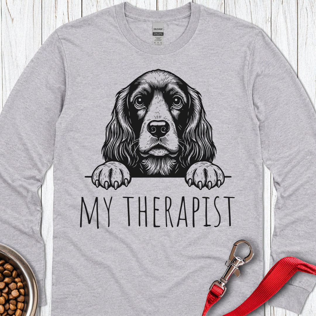 Cocker Spaniel  My Therapist Long Sleeve — Sport Grey
