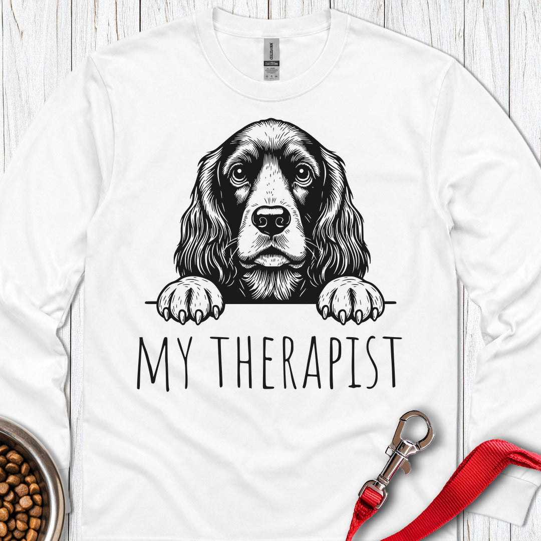 Cocker Spaniel  My Therapist Long Sleeve — White