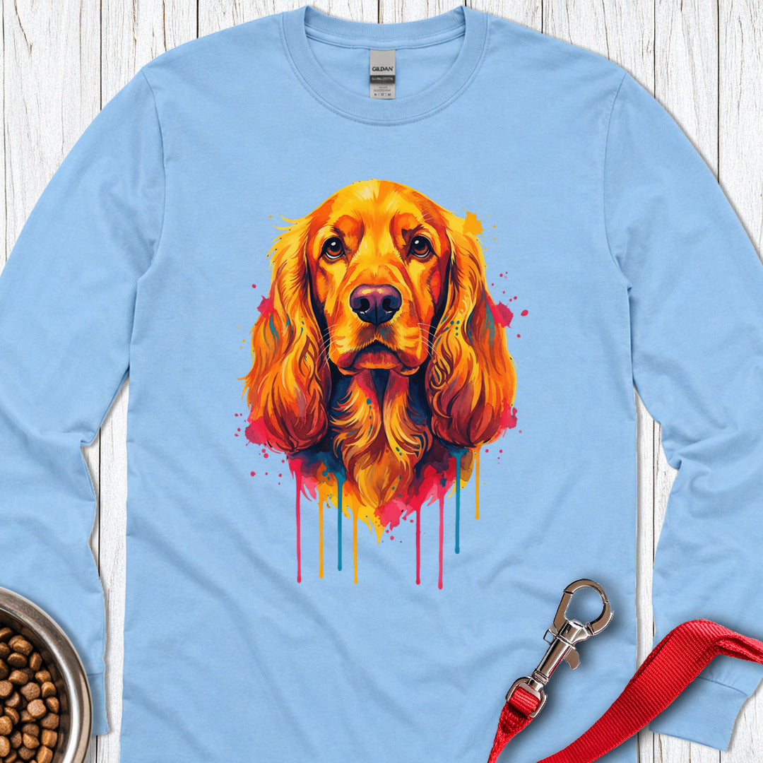 Cocker Spaniel Painting Long Sleeve — Carolina Blue