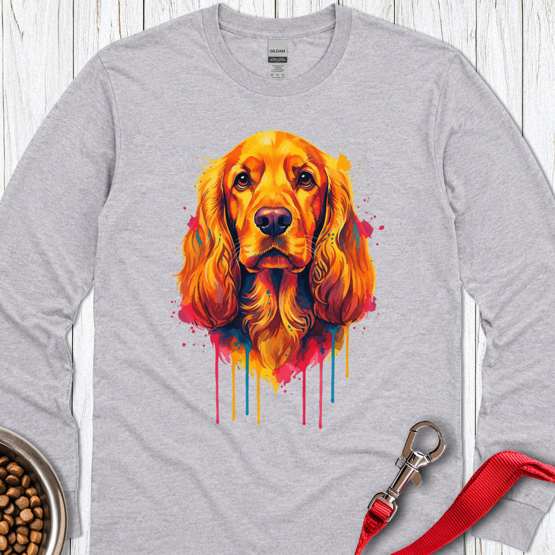 Cocker Spaniel Painting Long Sleeve — Sport Grey