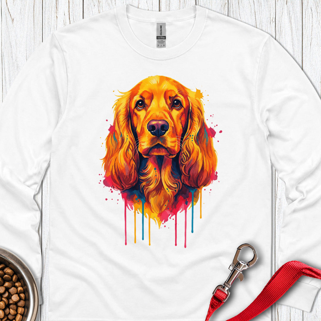 Cocker Spaniel Painting Long Sleeve — White