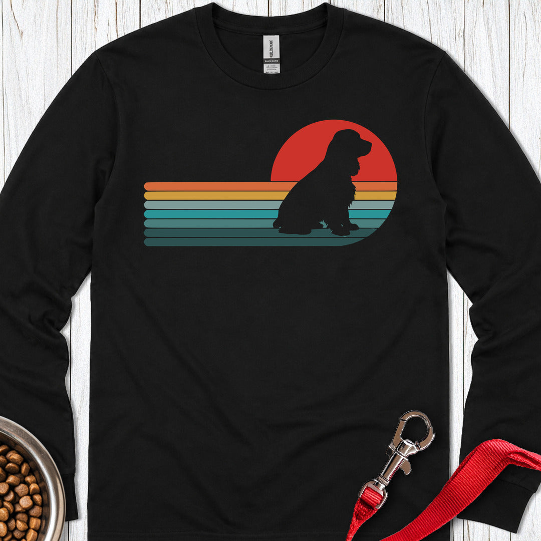 Cocker Spaniel Retro Long Sleeve — Black