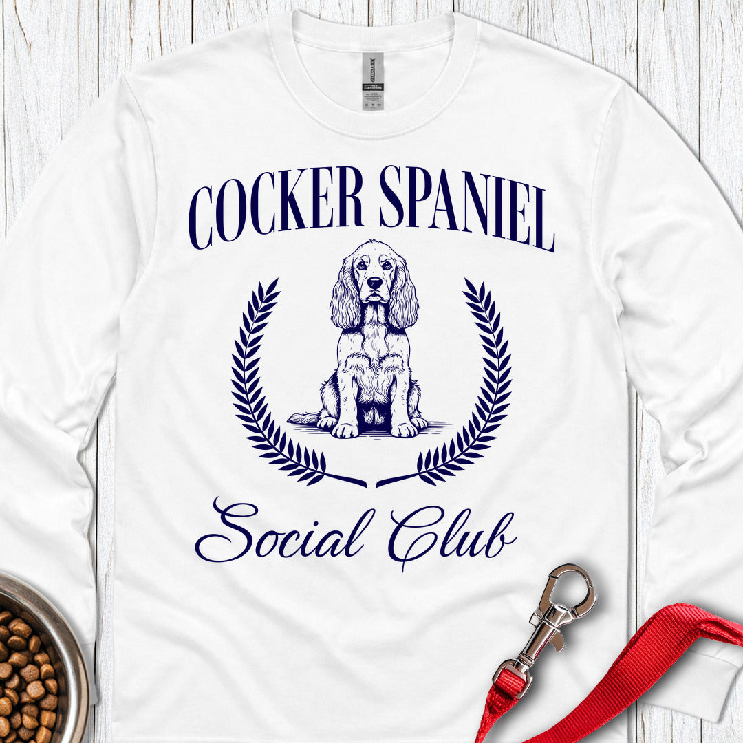 Cocker Spaniel Social Club Long Sleeve — White