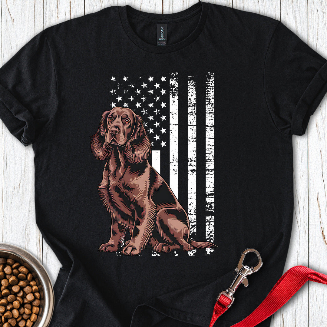 Cocker Spaniel USA Flag Black