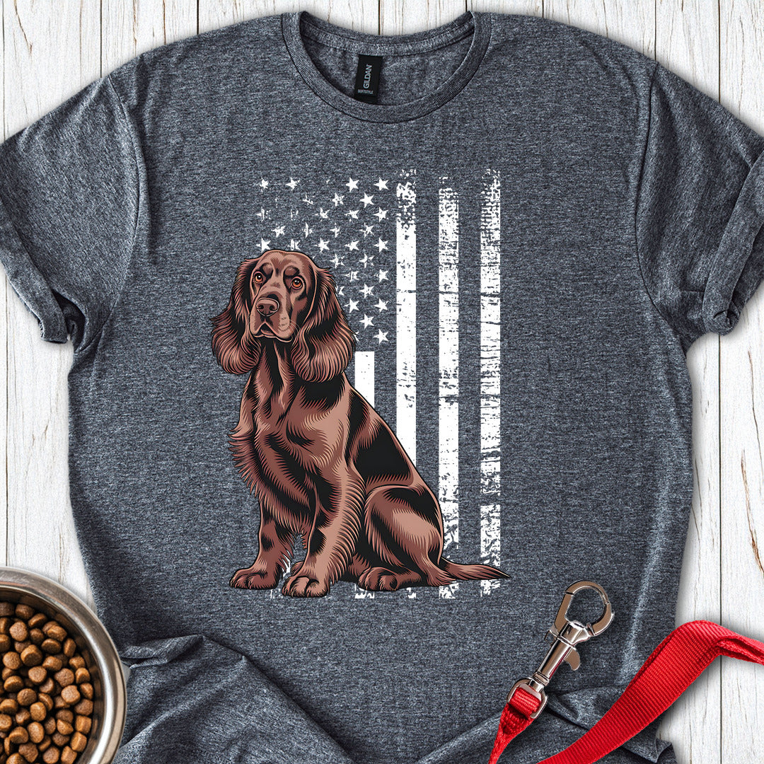 Cocker Spaniel USA Flag Dark Heather