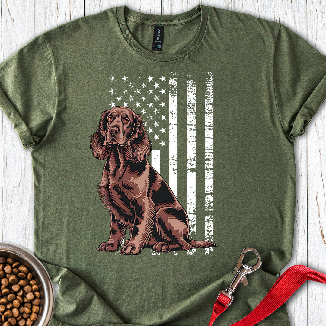 Cocker Spaniel USA Flag Military Green