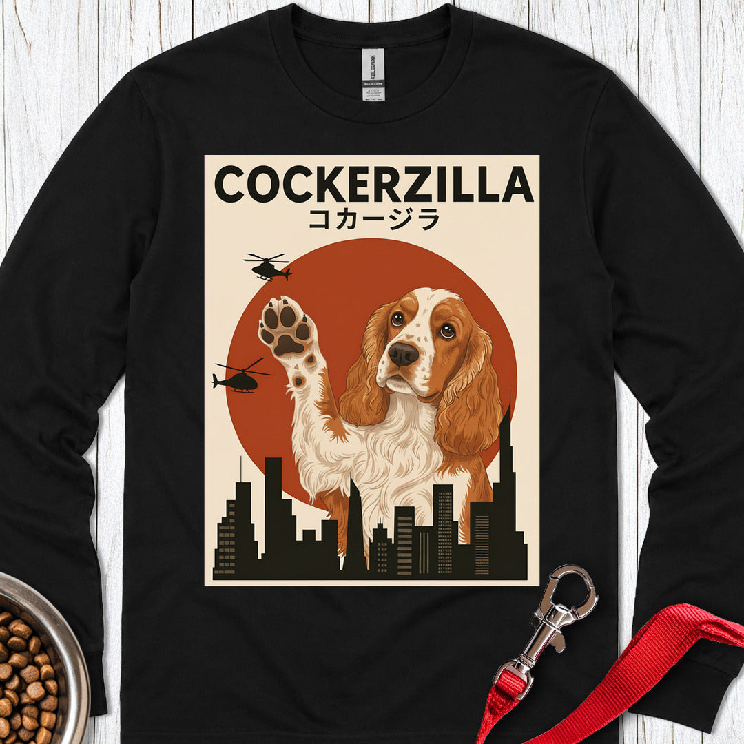 Cockerzilla Cocker Spaniel Long Sleeve — Black