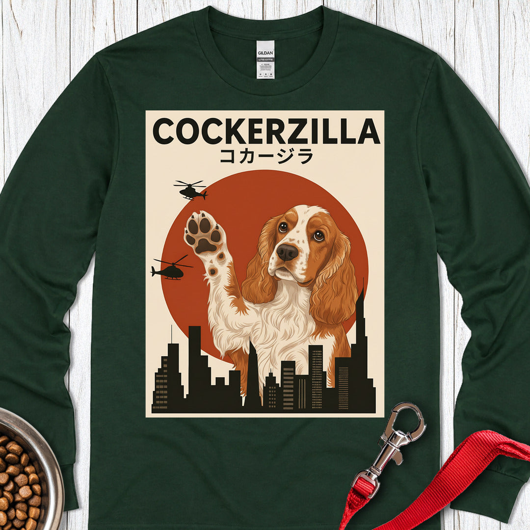 Cockerzilla Cocker Spaniel Long Sleeve — Forest Green