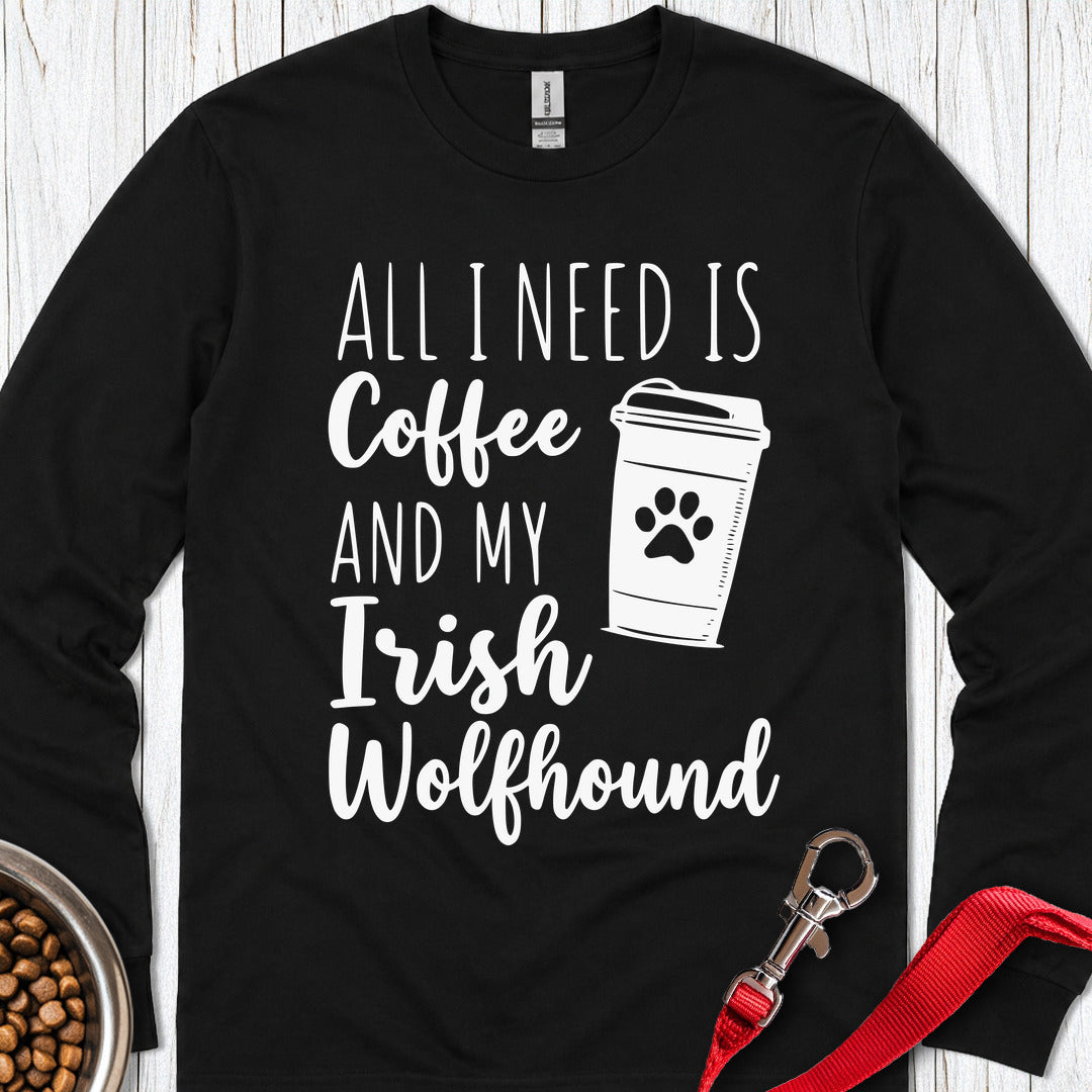 Coffee & Irish Wolfhound Long Sleeve — Black