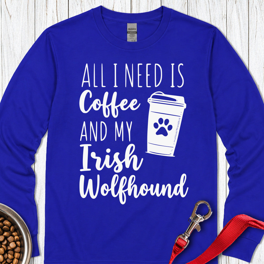 Coffee & Irish Wolfhound Long Sleeve — Royal