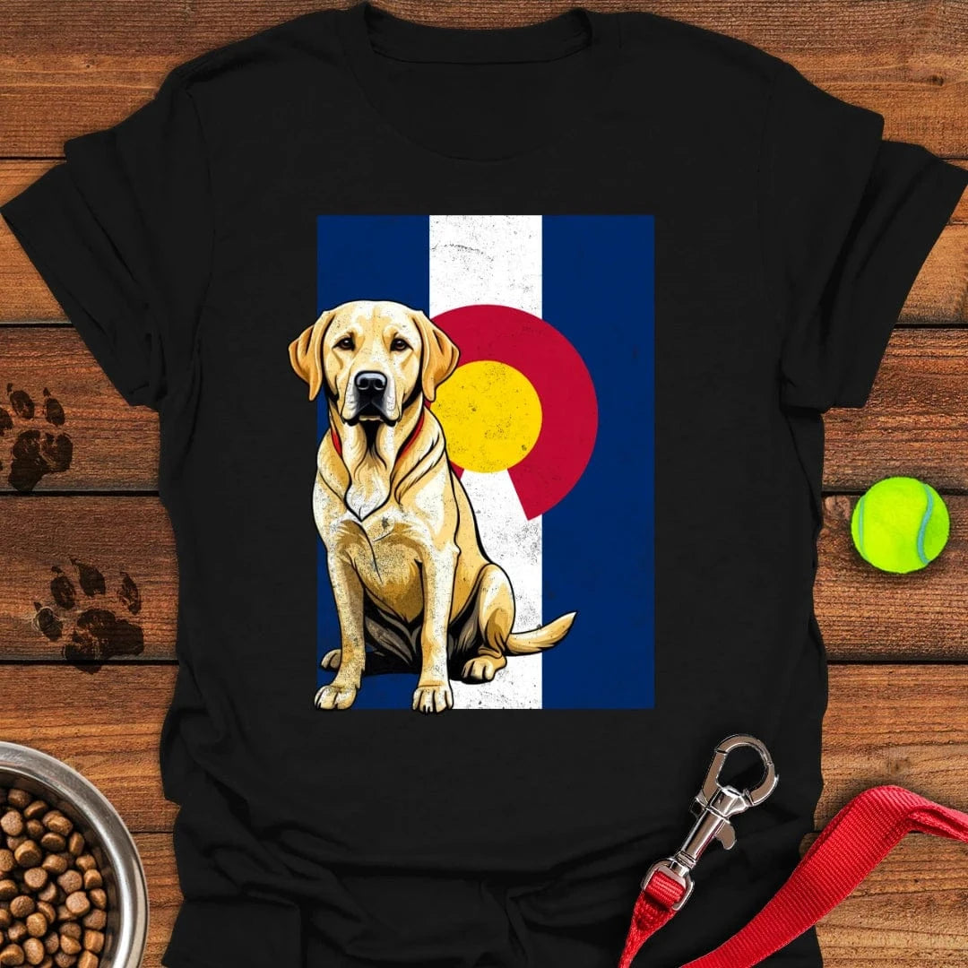 Yellow Labrador Colorado Flag T-Shirt Black