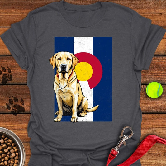 Yellow Labrador Colorado Flag T-Shirt Dark Heather