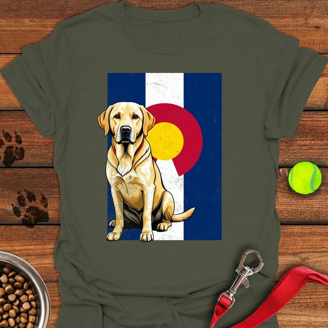 Yellow Labrador Colorado Flag T-Shirt Military Green