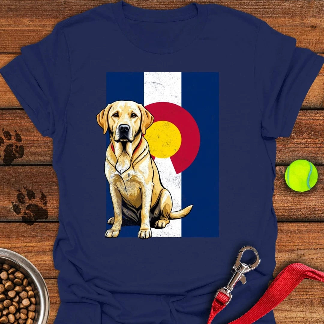 Yellow Labrador Colorado Flag T-Shirt Navy