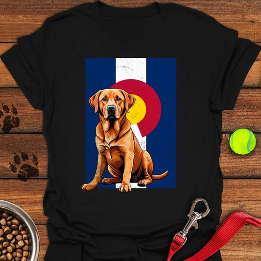 Fox Red Labrador Colorado Flag T-Shirt Black