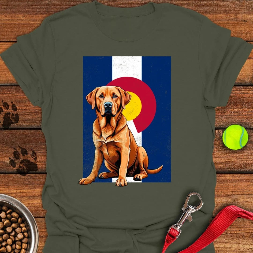 Fox Red Labrador Colorado Flag T-Shirt Military Green