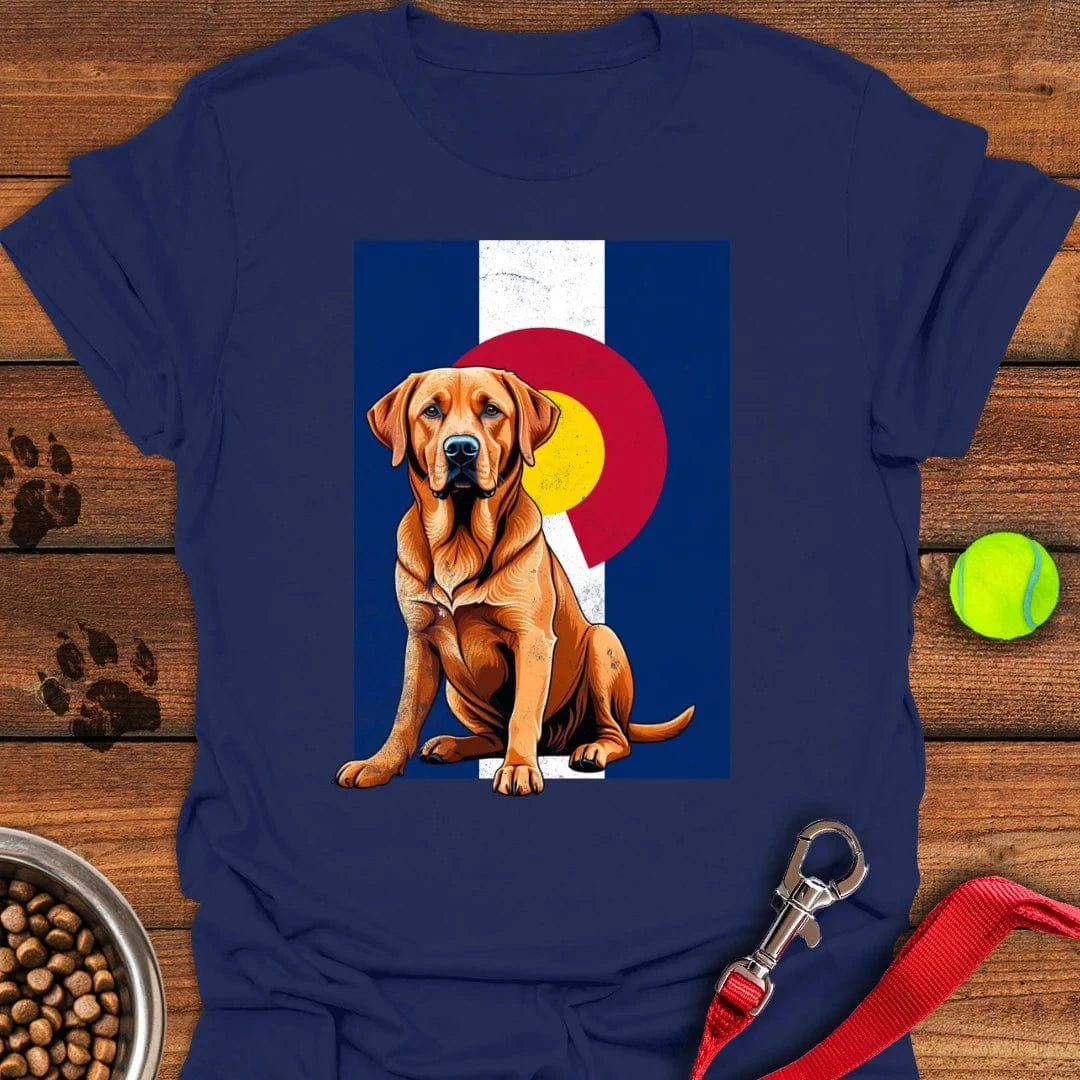 Fox Red Labrador Colorado Flag T-Shirt Navy