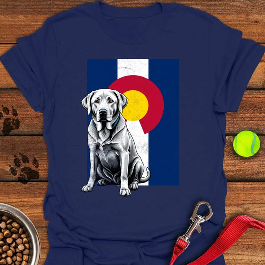 Silver Labrador Colorado Flag T-Shirt Navy