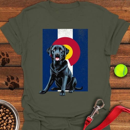 Black Labrador Colorado Flag T-Shirt Military Green